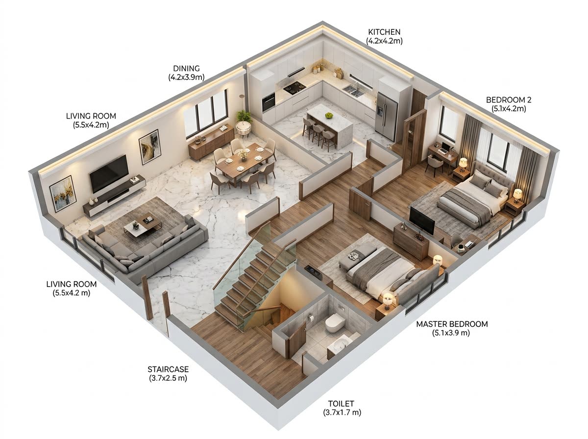 Isometric 3D Floor Plan